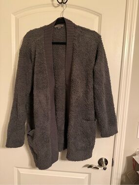 Barefoot Dreams Women's Plush Open-Front Sweater Cardigan in Charcoal